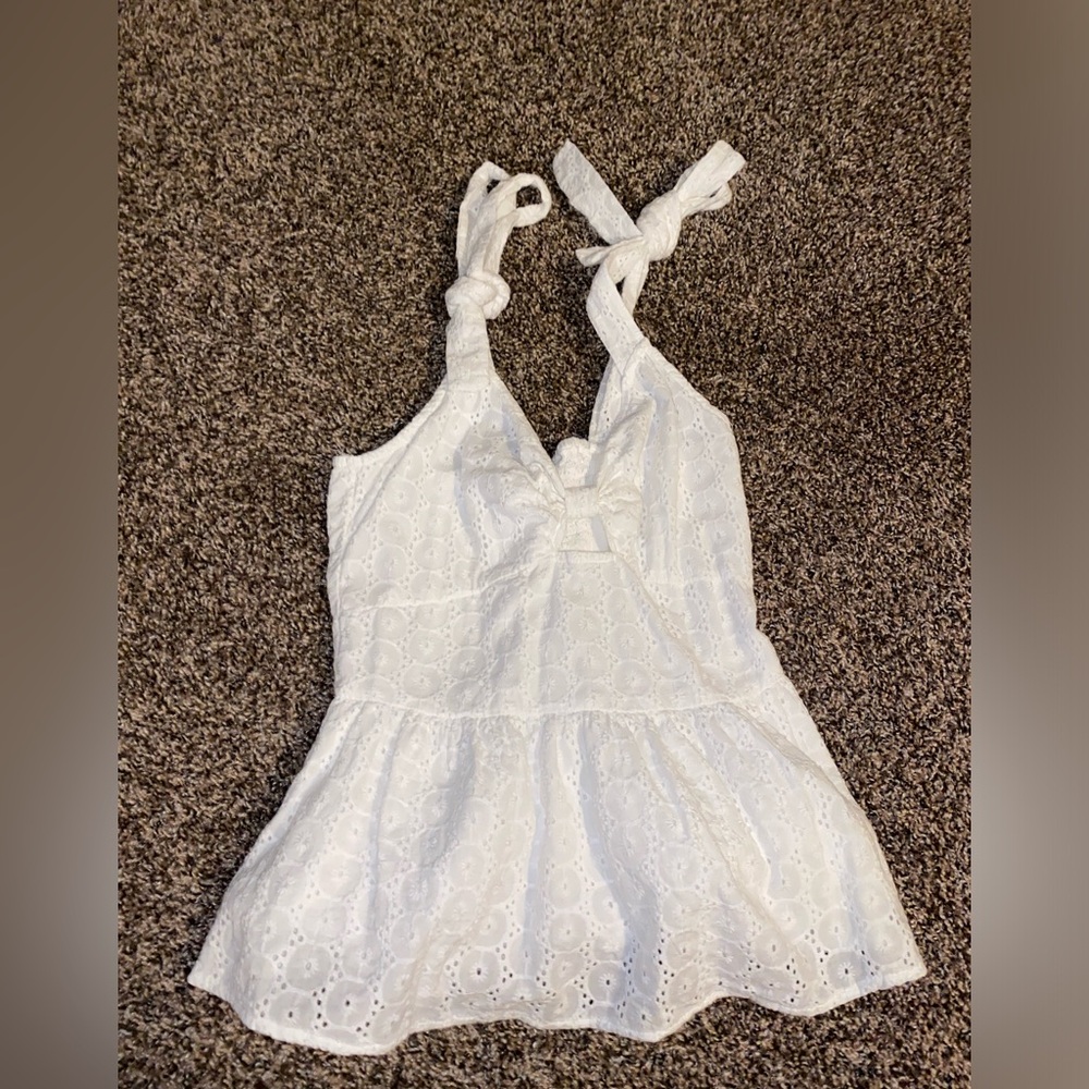 White Eyelet Tank Top